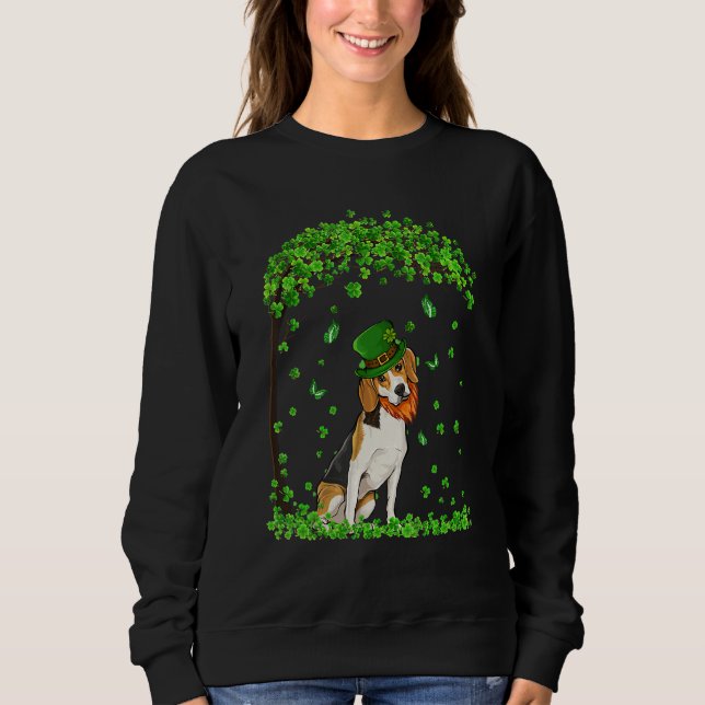 Beagle St Patricks Day Lover Irish Shamrock Dog Lo Sweatshirt (Front)