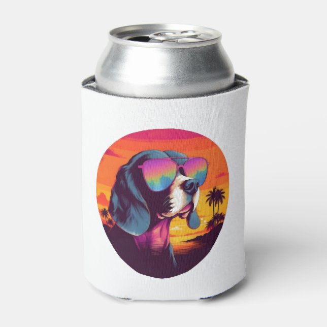 Beagle Sunset Background Shirt, Beagle Mom, Beagle Can Cooler (Can Front)