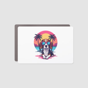 Beagle Sunset Background Shirt, Beagle Mom, Beagle Car Magnet