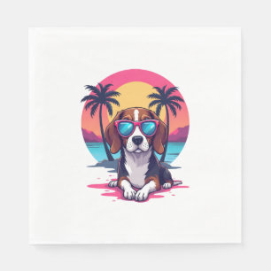 Beagle Sunset Background Shirt, Beagle Mom, Beagle Napkins