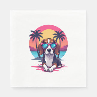 Beagle Sunset Background Shirt, Beagle Mom, Beagle Napkins