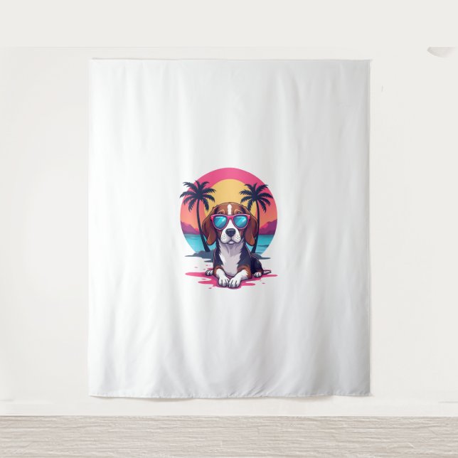 Beagle Sunset Background Shirt, Beagle Mom, Beagle Tapestry (Front)