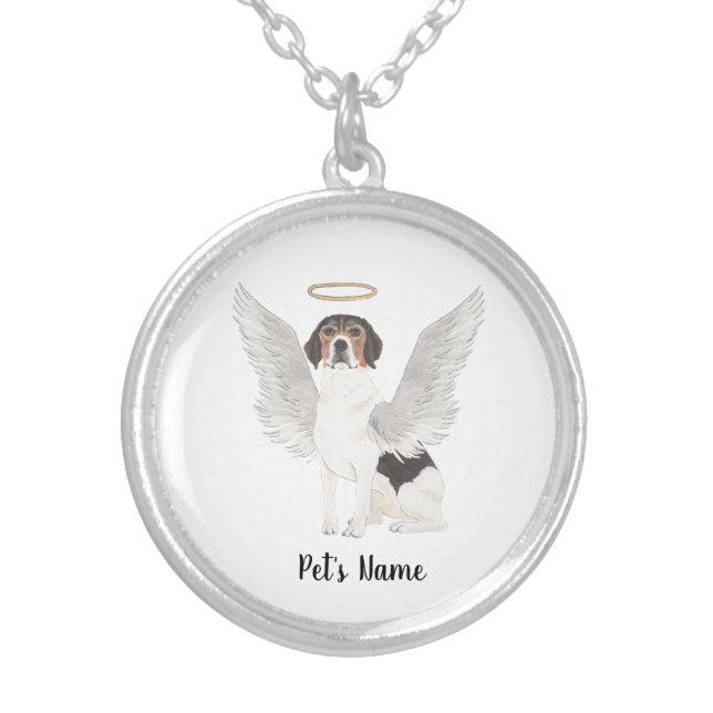 Beagle Sympathy Memorial Silver Plated Necklace (Front)