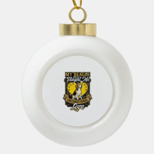 Beagle Taught Me Unconditional Love Dog Heart Paws Ceramic Ball Christmas Ornament