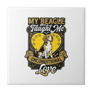 Beagle Taught Me Unconditional Love Dog Heart Paws Ceramic Tile