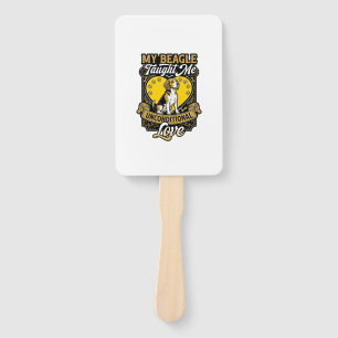 Beagle Taught Me Unconditional Love Dog Heart Paws Hand Fan