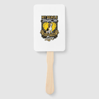 Beagle Taught Me Unconditional Love Dog Heart Paws Hand Fan