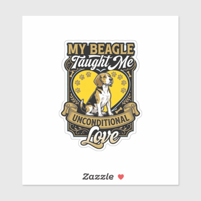 Beagle Taught Me Unconditional Love Dog Heart Paws Sticker (Sheet)