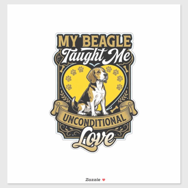 Beagle Taught Me Unconditional Love Dog Heart Paws Sticker (Sheet)
