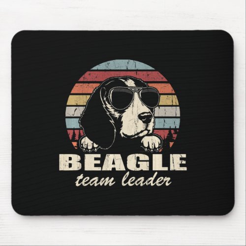 Beagle Team Leader Cool Dog Sunglasses  Mouse Pad