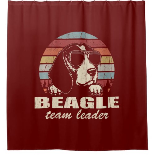 Beagle Team Leader Cool Dog Sunglasses  Shower Curtain