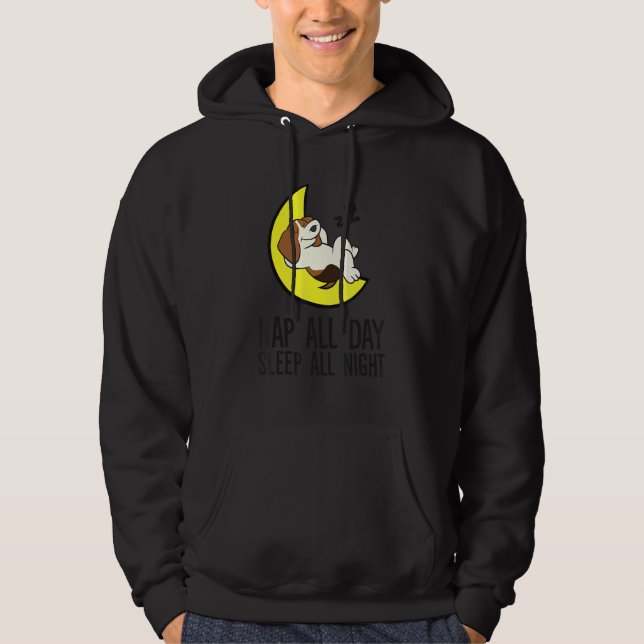 Beagle Tired Nap All Day Sleep All Night Cute Beag Hoodie (Front)