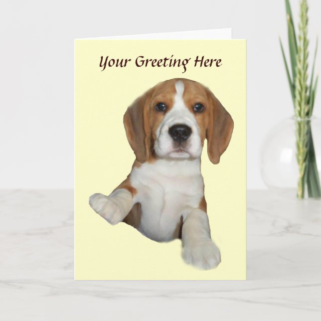 Beagle Too Cute Greeting Card (Front)