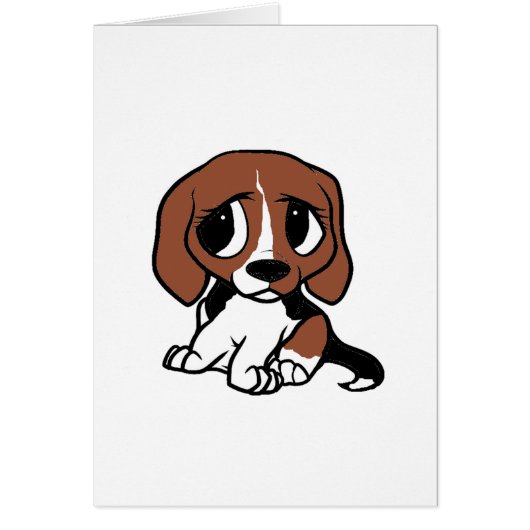 beagle tri puppy cartoon cards (Front)