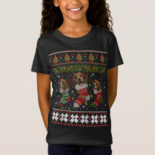 Beagle Ugly Christmas Beagle Dog Cute Socks Xmas T_Shirt
