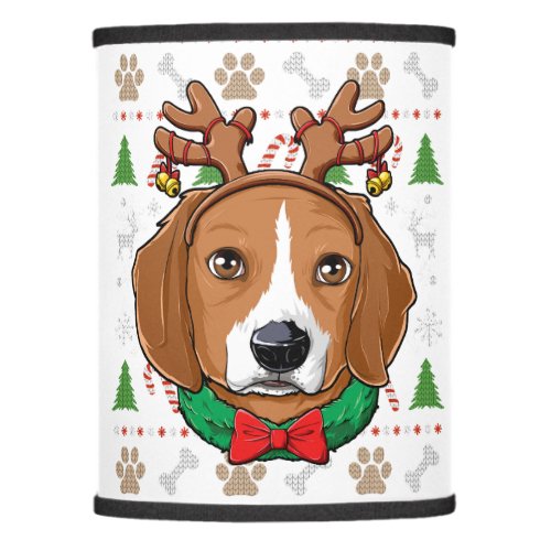 Beagle Ugly Christmas Reindeer Antlers Xmas Girls  Lamp Shade