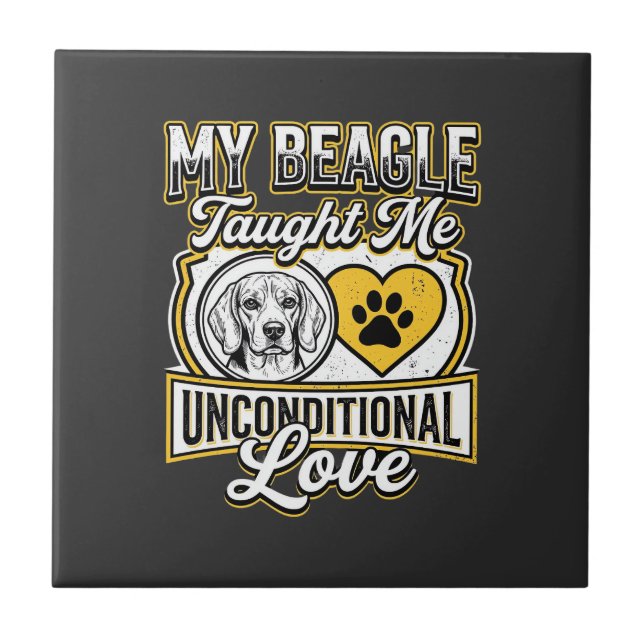 Beagle Unconditional Love Dog Owner Ceramic Tile (Front)