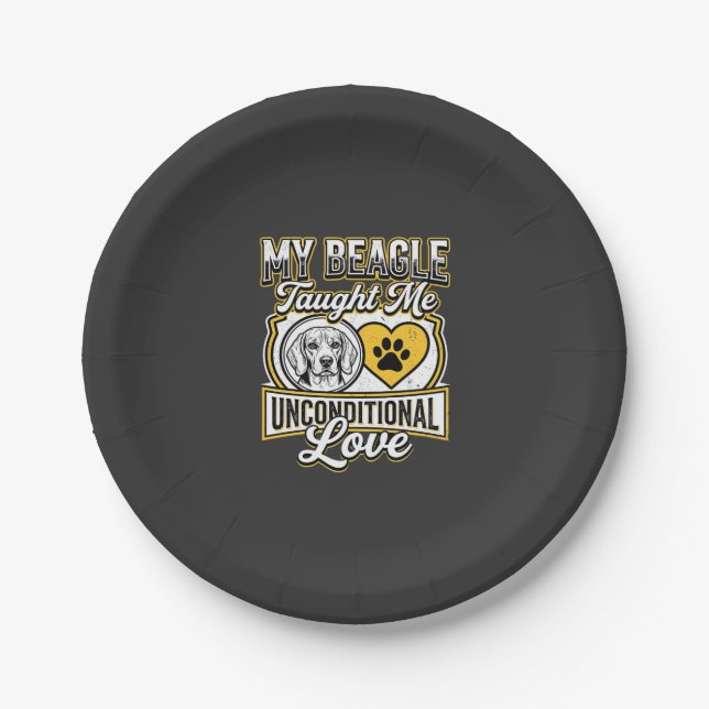 Beagle Unconditional Love Dog Owner Paper Plates (Front)