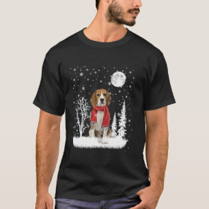 Beagle Under Moonlight Snow Christmas Pajama T-Shirt