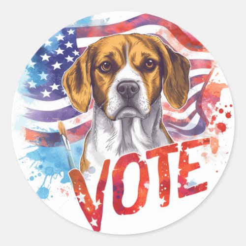 Beagle US Elections Vote for a Paws_itive Change Classic Round Sticker