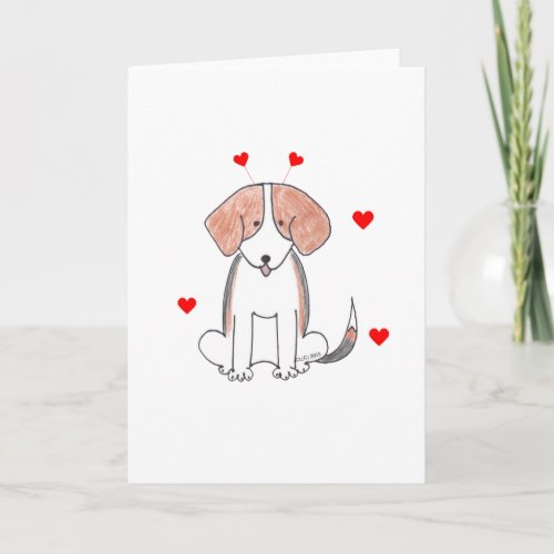 Beagle Valentine Ears Holiday Card