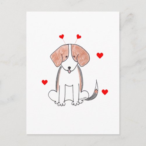 Beagle Valentine Ears Holiday Postcard