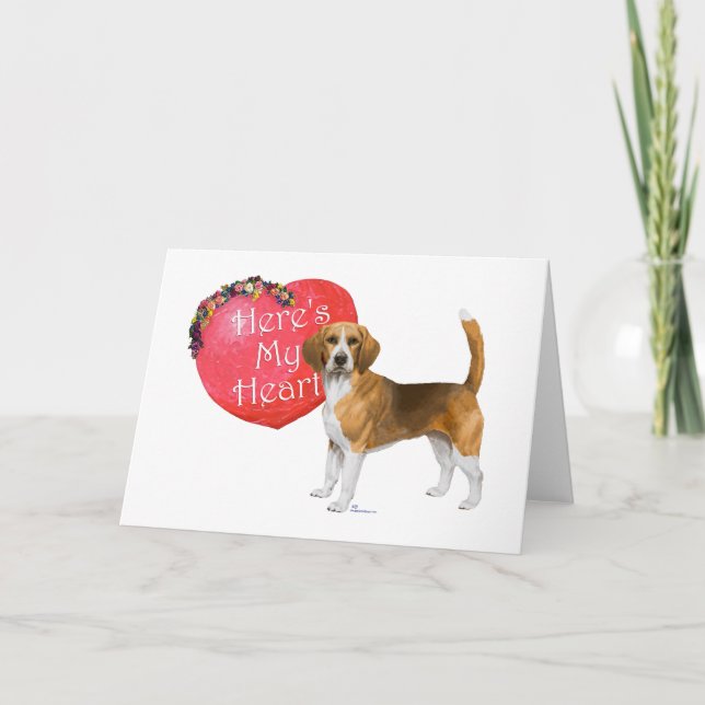 Beagle Valentine Holiday Card (Front)