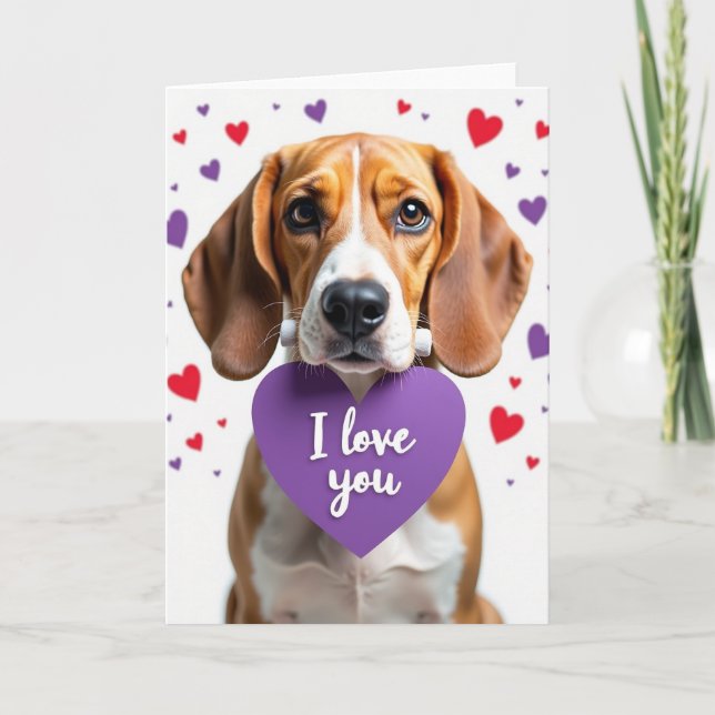 Beagle Valentine I Love You Card (Front)
