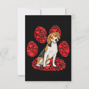 Beagle Valentines Day Dog Love Paw RSVP Card