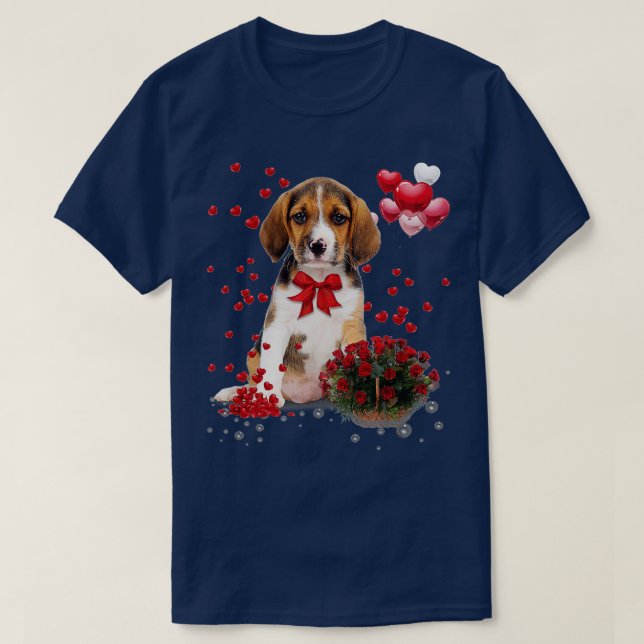 Beagle Valentines Day Shirt Funny Dog Lover Happy  (Design Front)