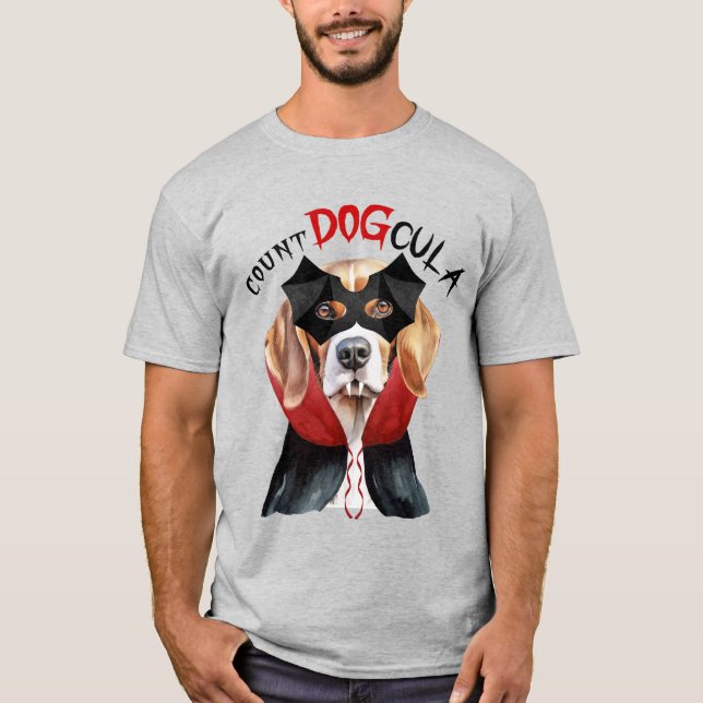 Beagle Vampire Dog Funny Halloween T-Shirt (Front)