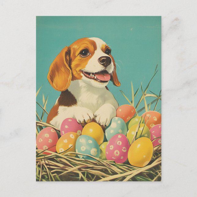 Beagle Vintage Easter Postcard (Front)