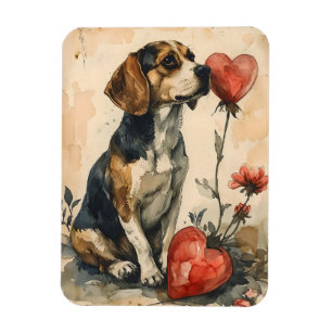 Beagle Vintage Valentine's Day Magnet