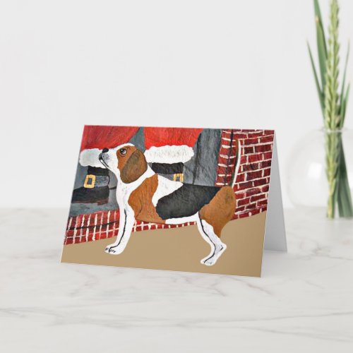 Beagle Watch Dog On Christmas Eve Holiday Card