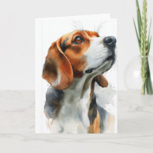 Beagle watercolor portrait card