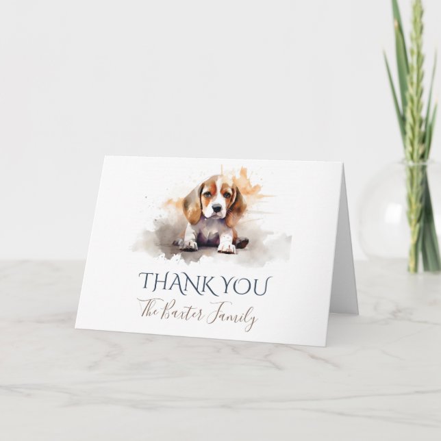 Beagle Watercolor Thank You Card (Front)
