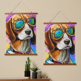 Beagle Wearing Sunglasses Hanging Tapestry