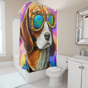 Beagle Wearing Sunglasses Shower Curtain