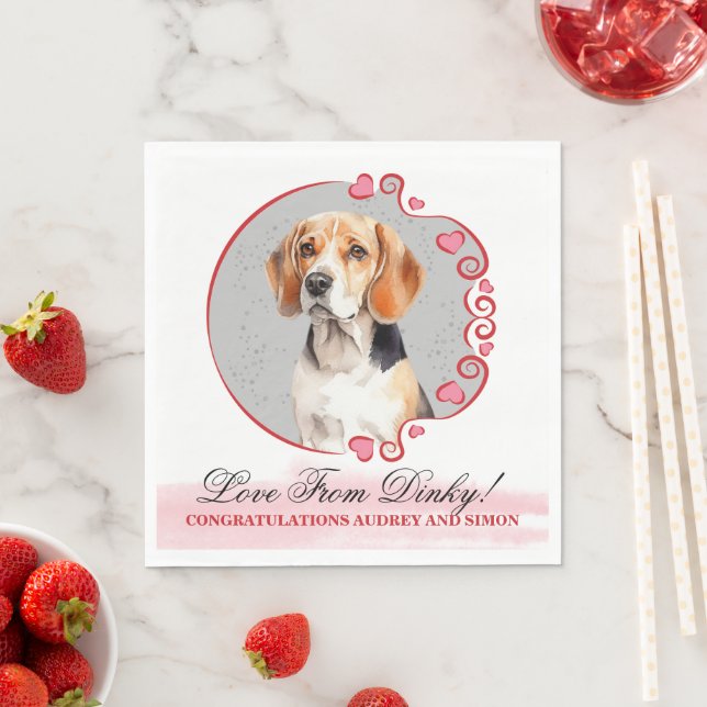 Beagle Wedding Napkins With Dogs Photo (Insitu)