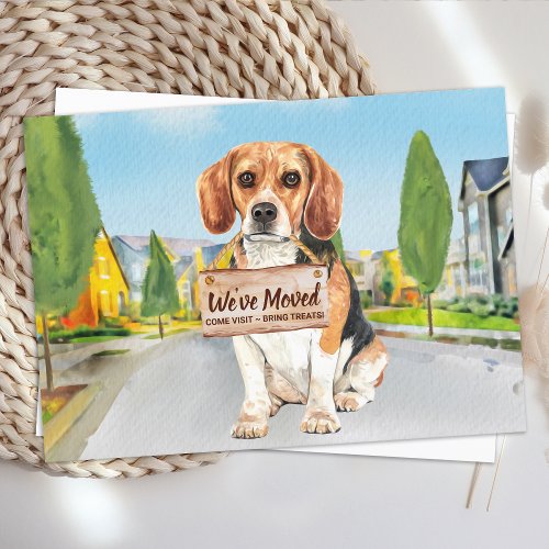 Beagle Weve Moved New Address Cute Dog Moving Announcement Postcard