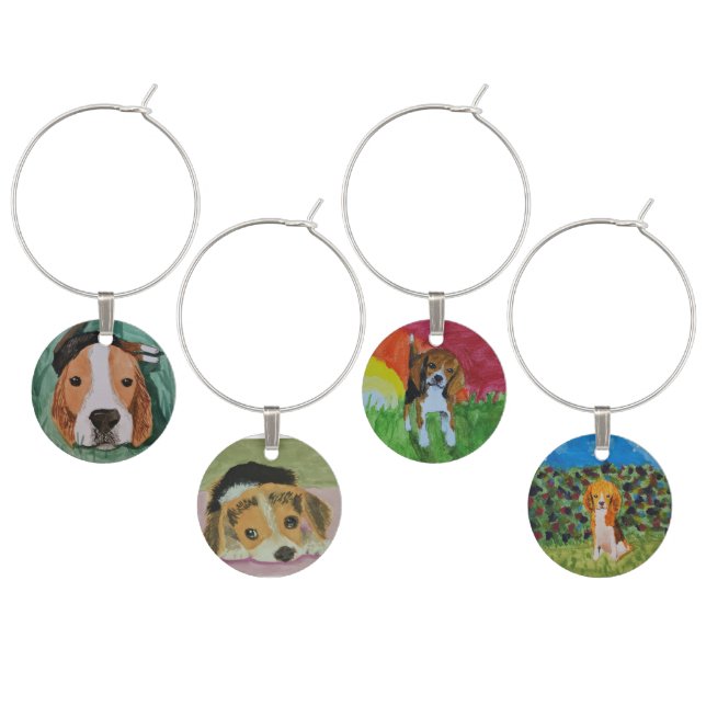 Beagle Wine Charms (Staggered)