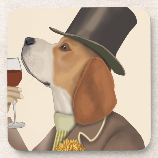 Beagle Wine Snob Beverage Coaster (Front)
