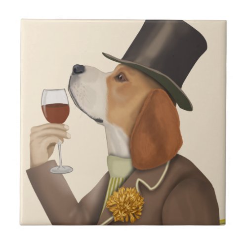 Beagle Wine Snob Ceramic Tile