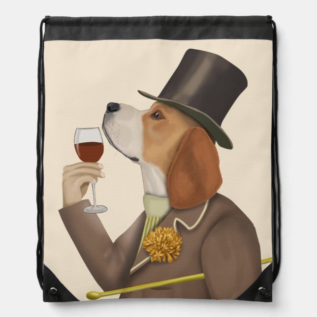 Beagle Wine Snob Drawstring Bag (Front)
