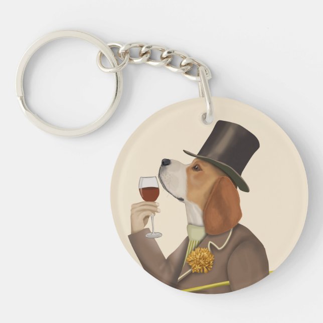 Beagle Wine Snob Keychain (Front)