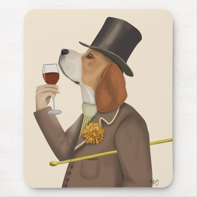 Beagle Wine Snob Mouse Pad (Front)