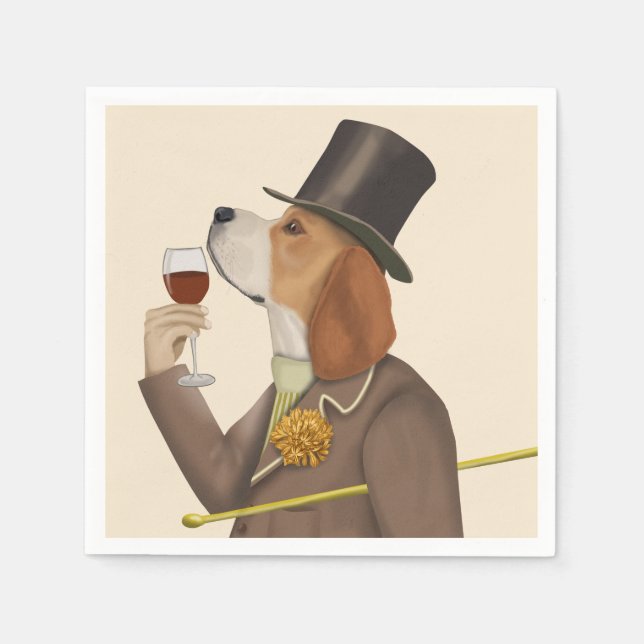 Beagle Wine Snob Napkins (Front)