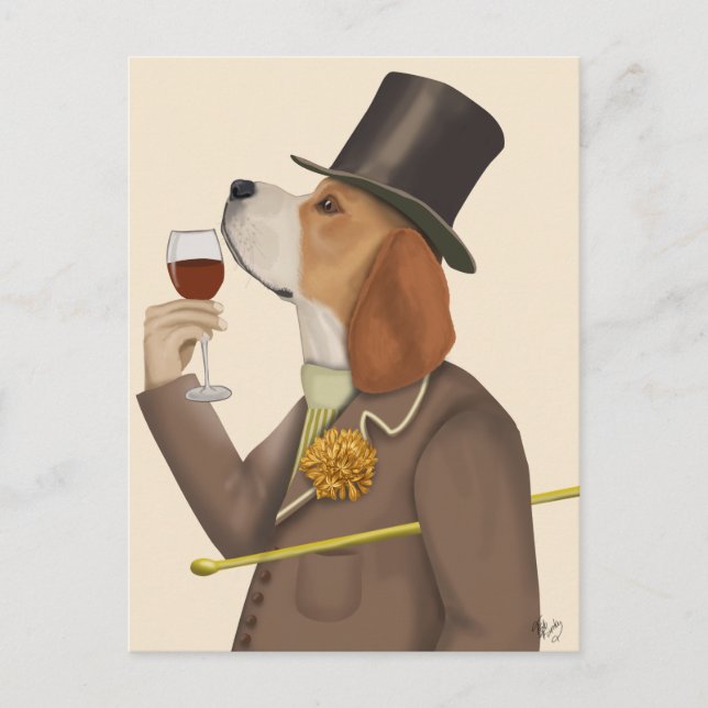 Beagle Wine Snob Postcard (Front)