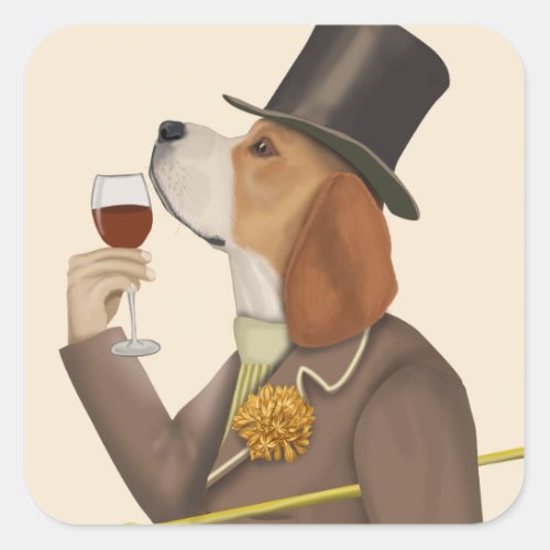 Beagle Wine Snob Square Sticker