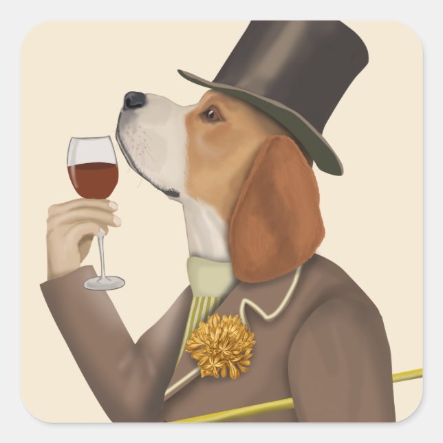Beagle Wine Snob Square Sticker (Front)